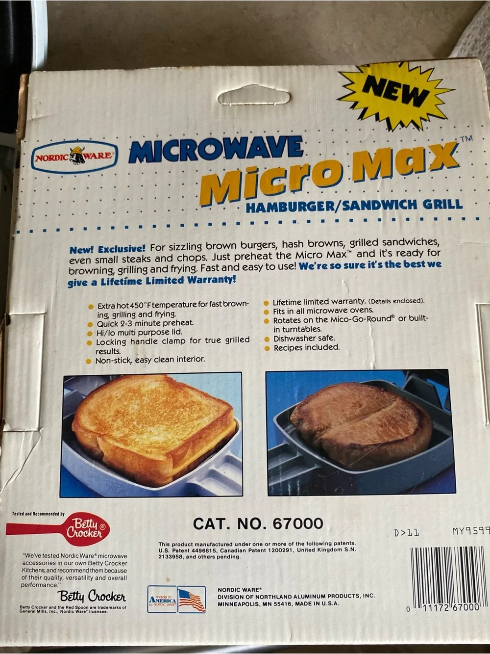 Vintage Micro Max Nordic Ware Microwave Hamburger Sandwich Grill New Open Box